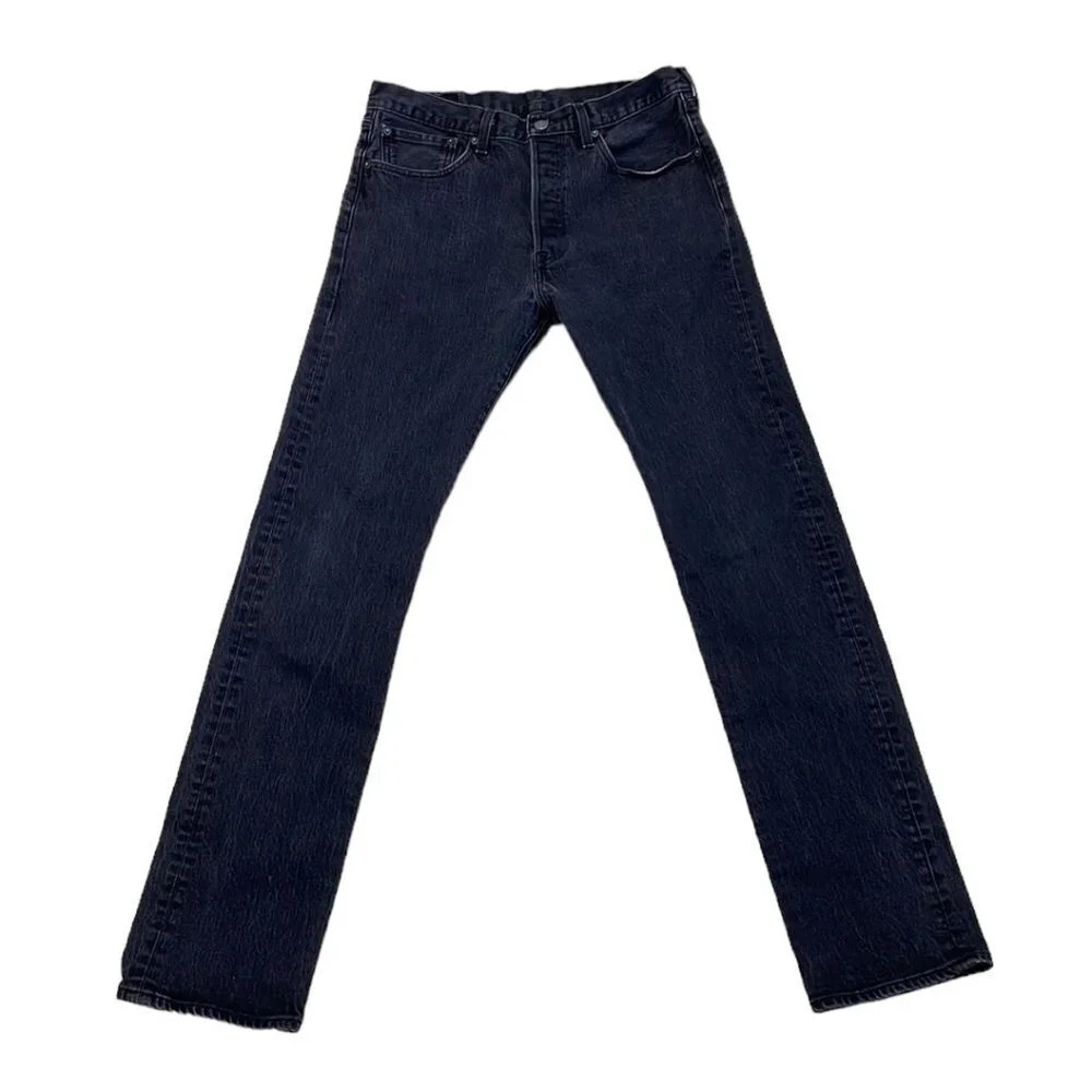 Levi's Jeans Skinny Faded Black Button Fly 501 Straight Leg Size 31x32